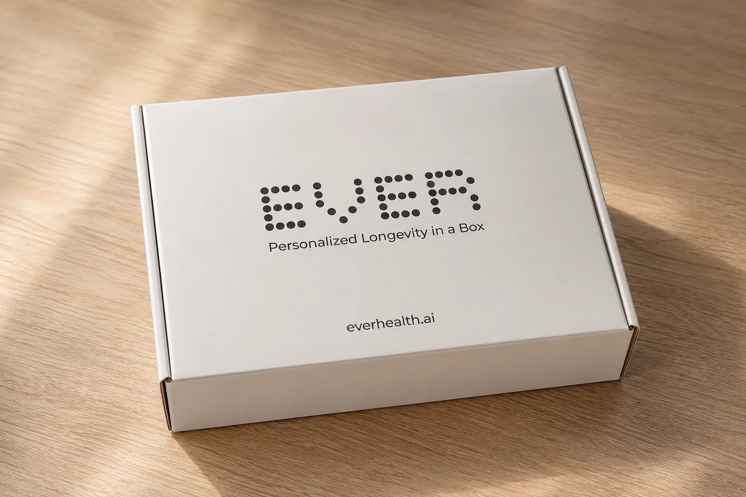 The EVER Box on a table: the test kit used comfortably from home